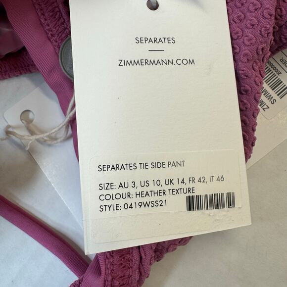 Zimmermann Cloqué Low-Rise Bikini Briefs in Purple NWT Size 3 / US 8-10 Large - Picture 9 of 9